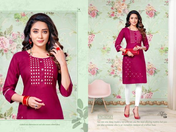 Kinti Pink Mirror Fancy Cotton Embroidery Kurti Collection 